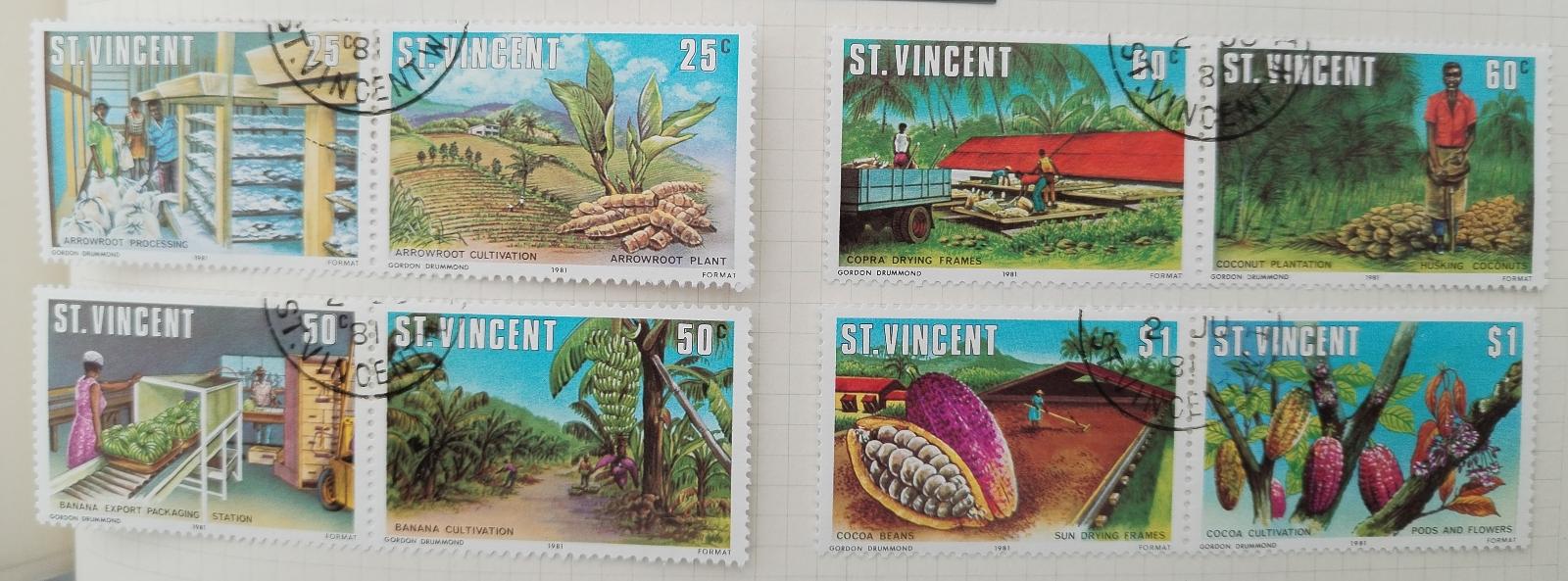 Svatý Vincent 1981 Zemědělství na ostrově, Kakao a banány