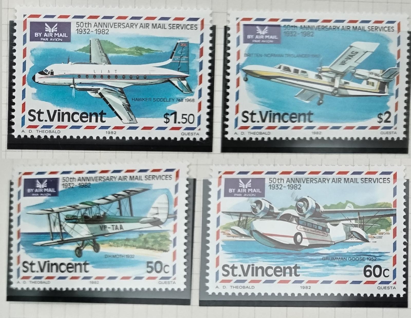 Svatý Vincent 1982 Výročí letecké pošty, Letadla a poštovní historie