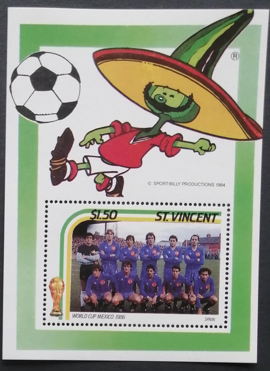 Svatý Vincent 1986 Bl.35 Pohár ve fotbale Mexiko, sport