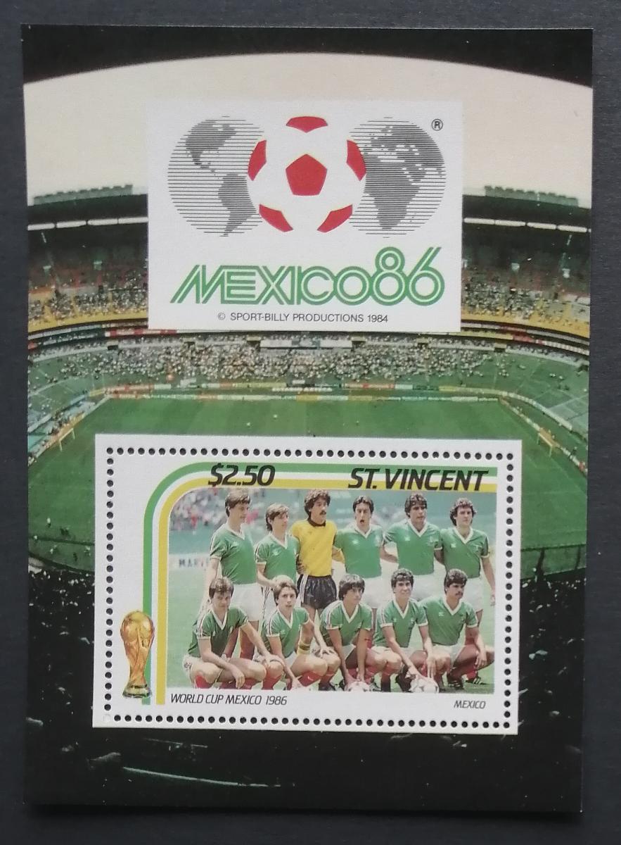 Svatý Vincent 1986 Bl.37 Pohár ve fotbale Mexiko, sport