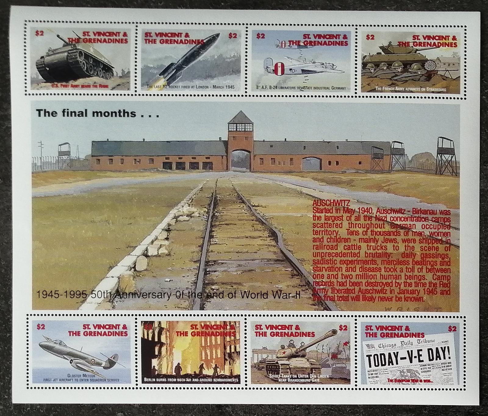 Svatý Vincent 1995 13€ 50 let konce II.WW, Tanky, Letadla a stíhačky