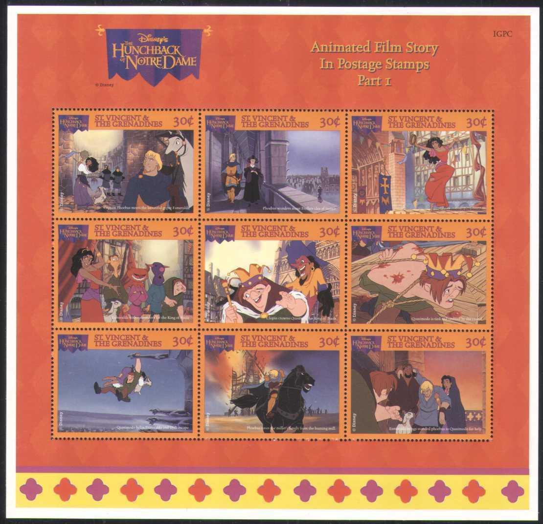 Svatý Vincent 1996 Mi.3641-49 DISNEY Zvoník od Matky Boží, pohádky