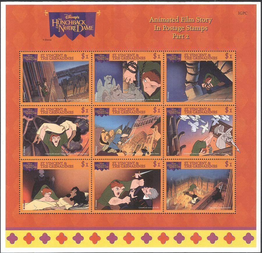 Svatý Vincent 1996 Mi.3658-66 DISNEY Zvoník od Matky Boží, pohádky