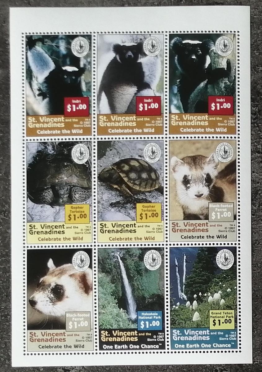 Svatý Vincent 1997 9€ Století Sierra Club, Opice a želvy, Fauna