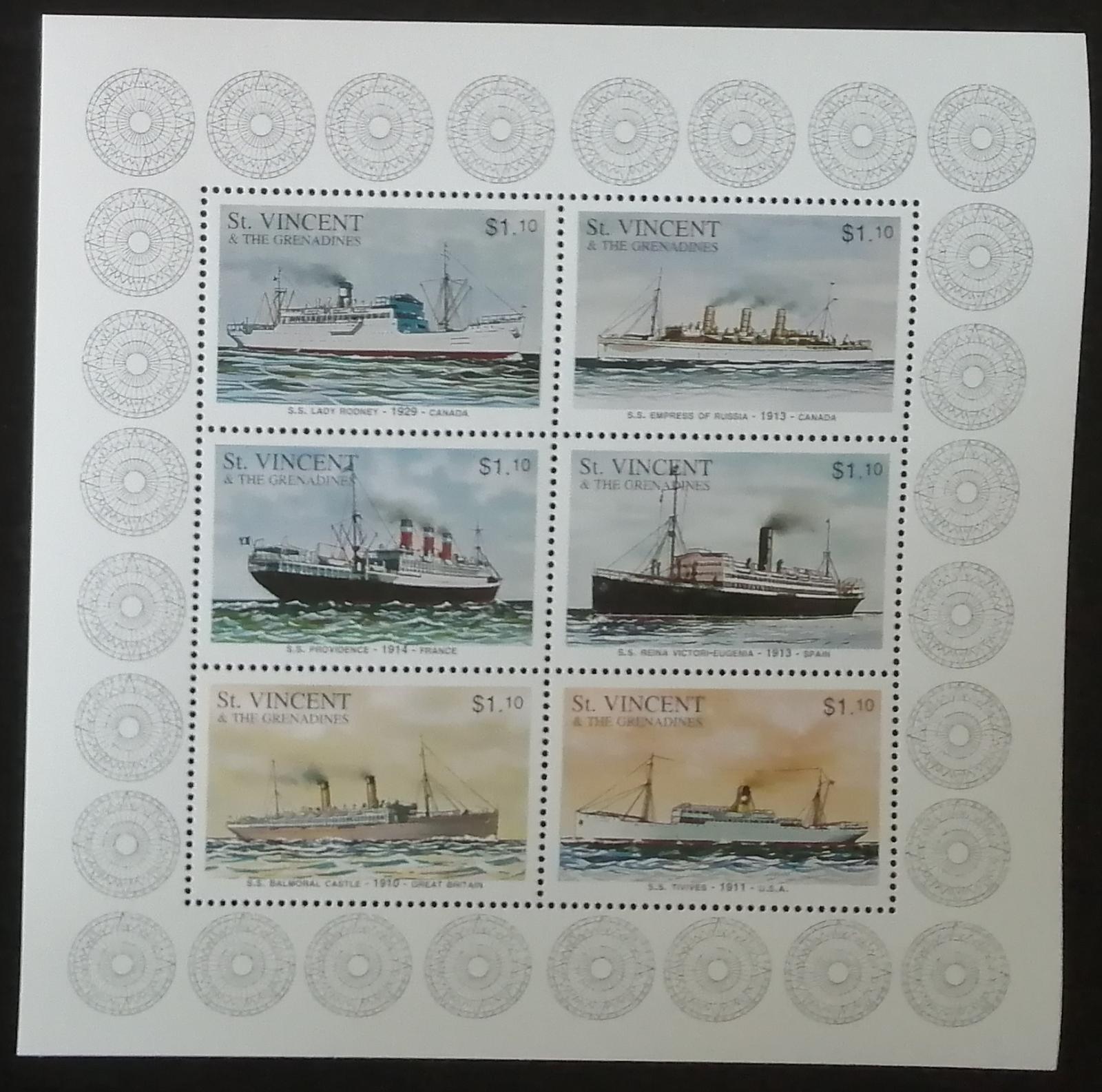 Svatý Vincent 1997 Mi.3753-8 Parníky a zaoceánské lodě světa, doprava