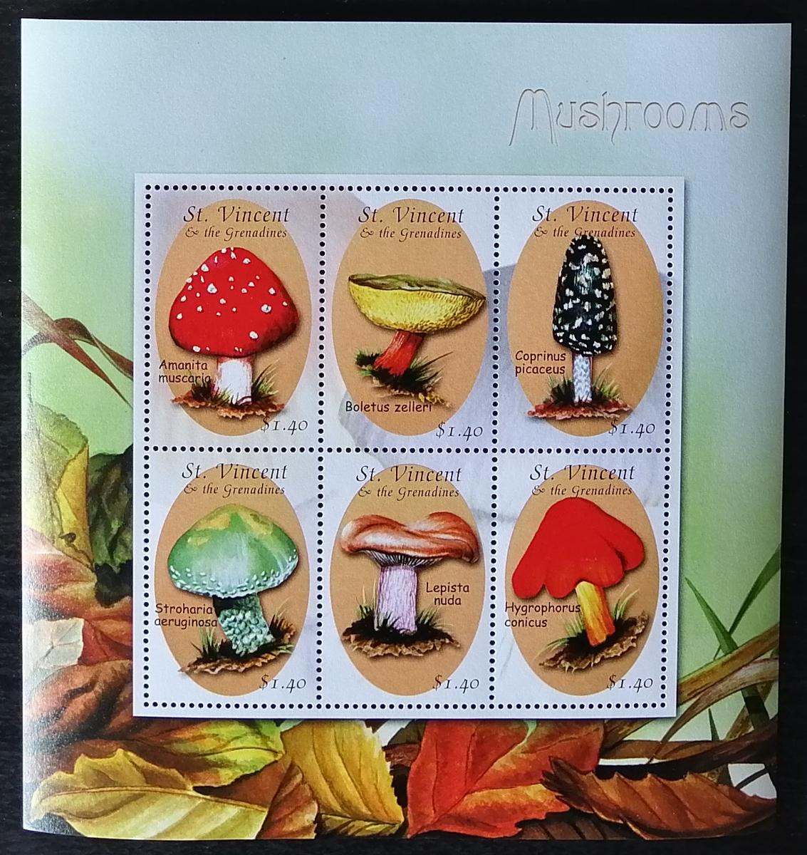 Svatý Vincent 2001 Mi.5198-3 10€ Houby a flora světa, mykologie