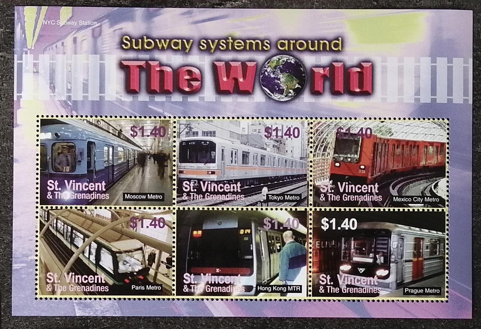 Svatý Vincent 2004 6,5€ Století NY metra, Podzemní železnice, Vlaky