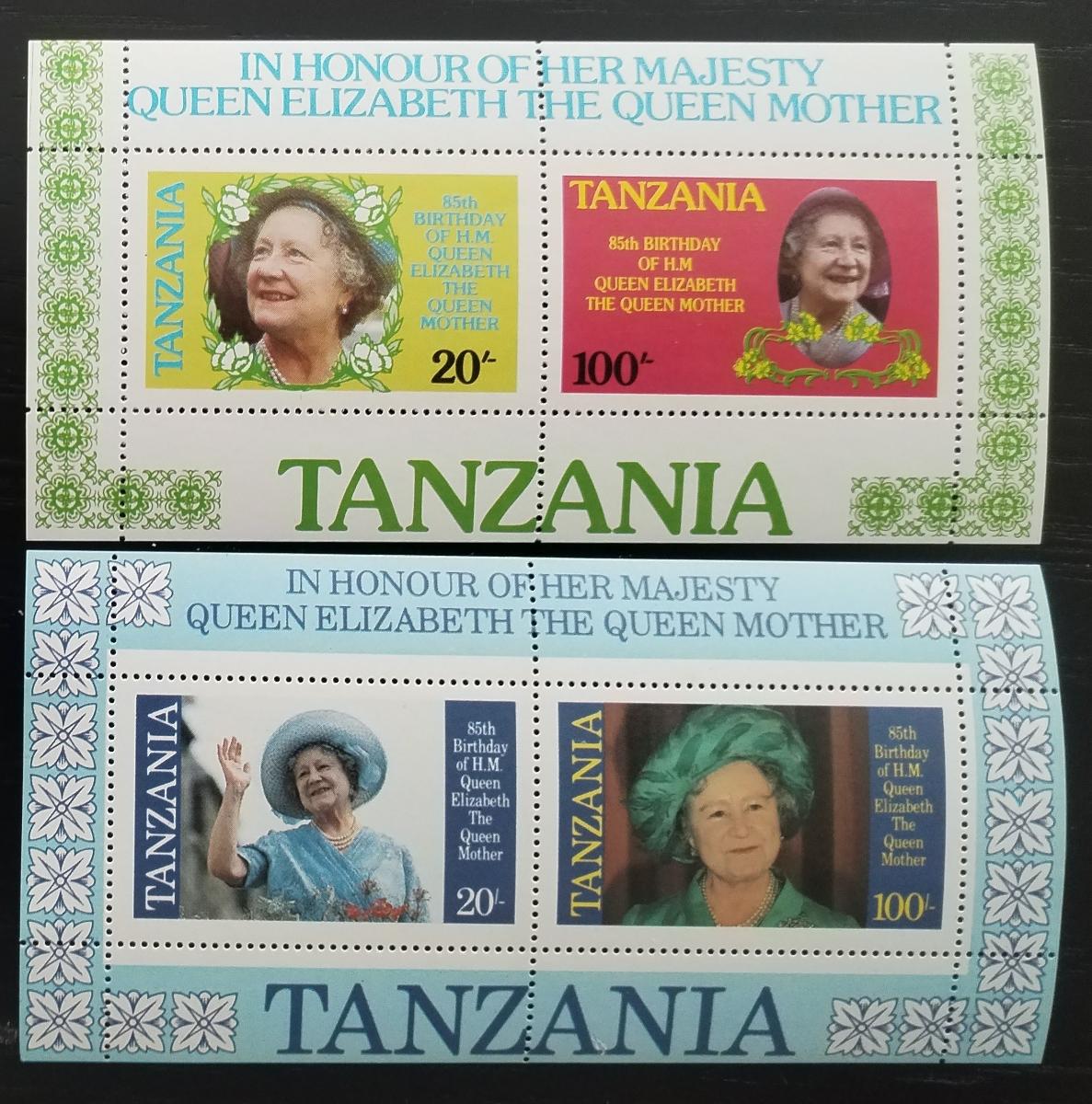 Tanzanie 1985 Narozeniny královny matky v aršísích