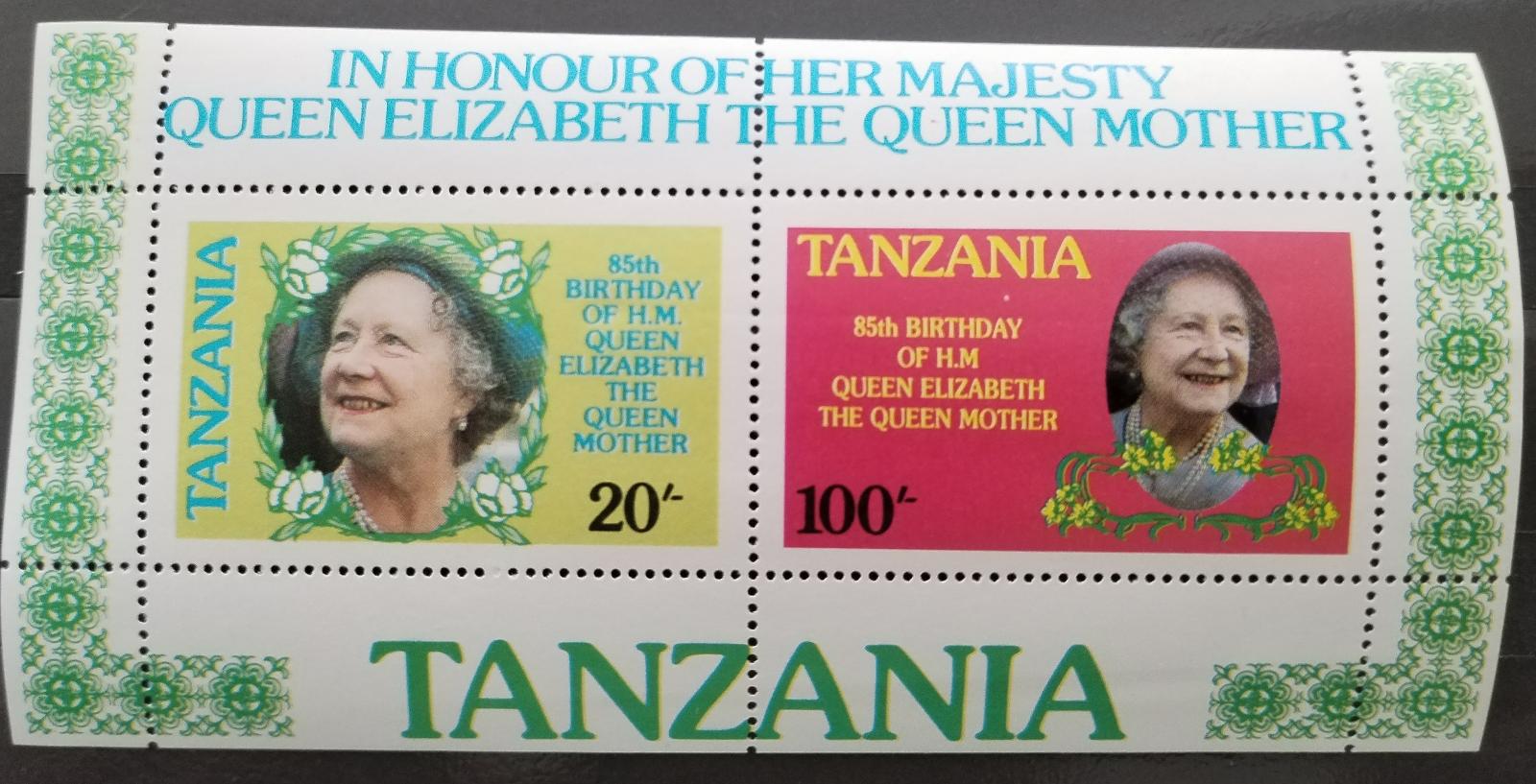 Tanzanie 1985 Výročí narození královny matky