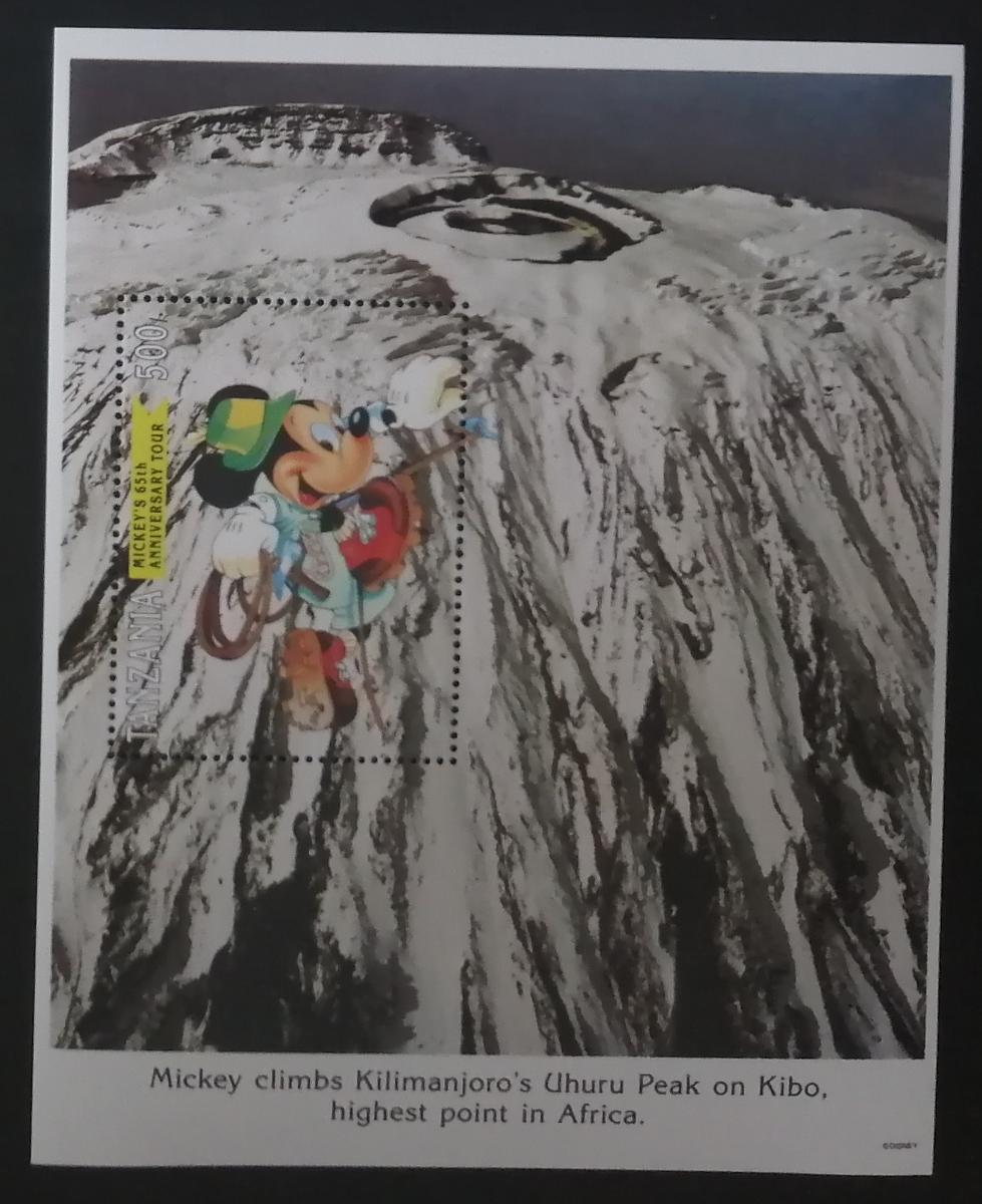 Tanzánie 1994 Bl.243 4,5€ DISNEY, Mickey v Tanzánii, Kilimandžáro