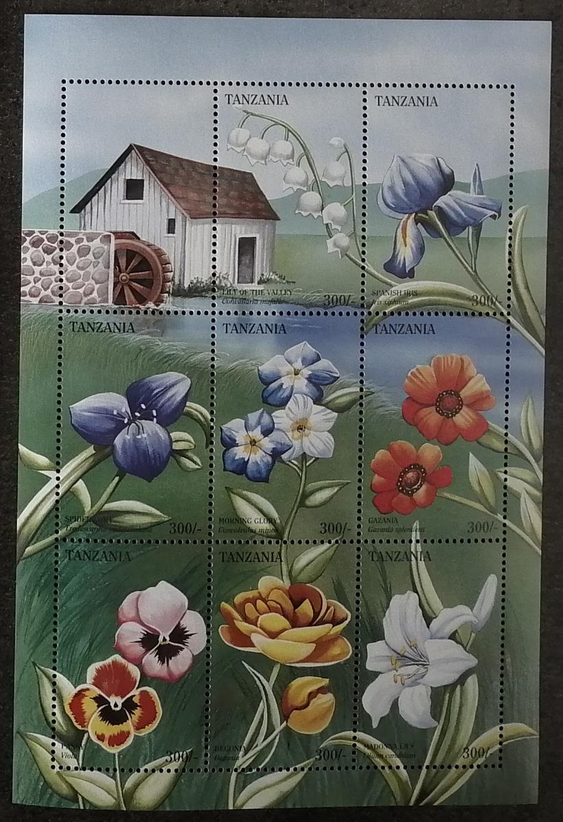Tanzánie 1996 10€ Zahradní květiny a flora, Macešky a lilie