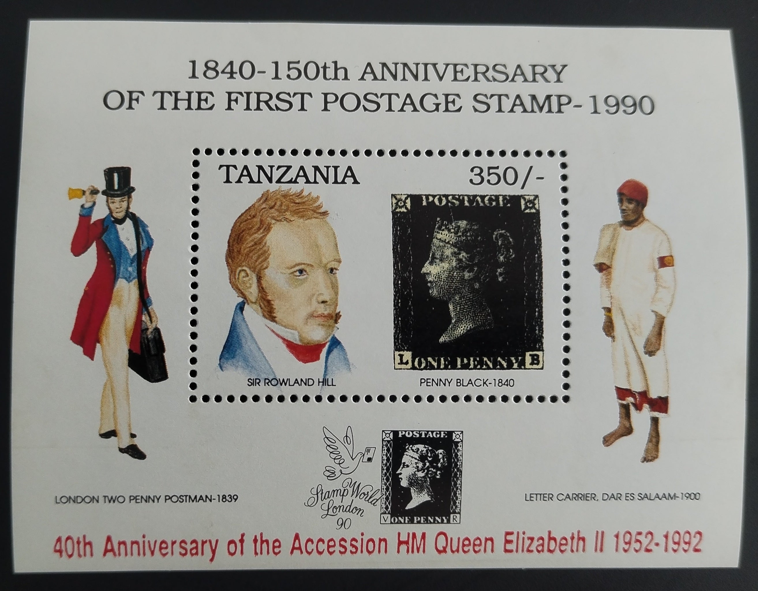Tanzanie 1992 Známky Penny Black a přetisk královny