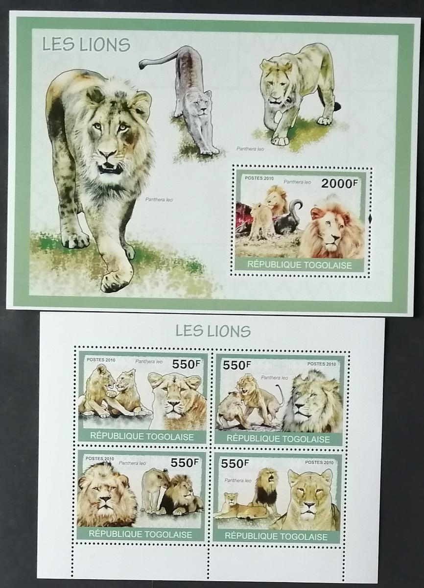 Togo 2010 16,5€ Afričtí lvi a velké kočky savany, Panthera leo
