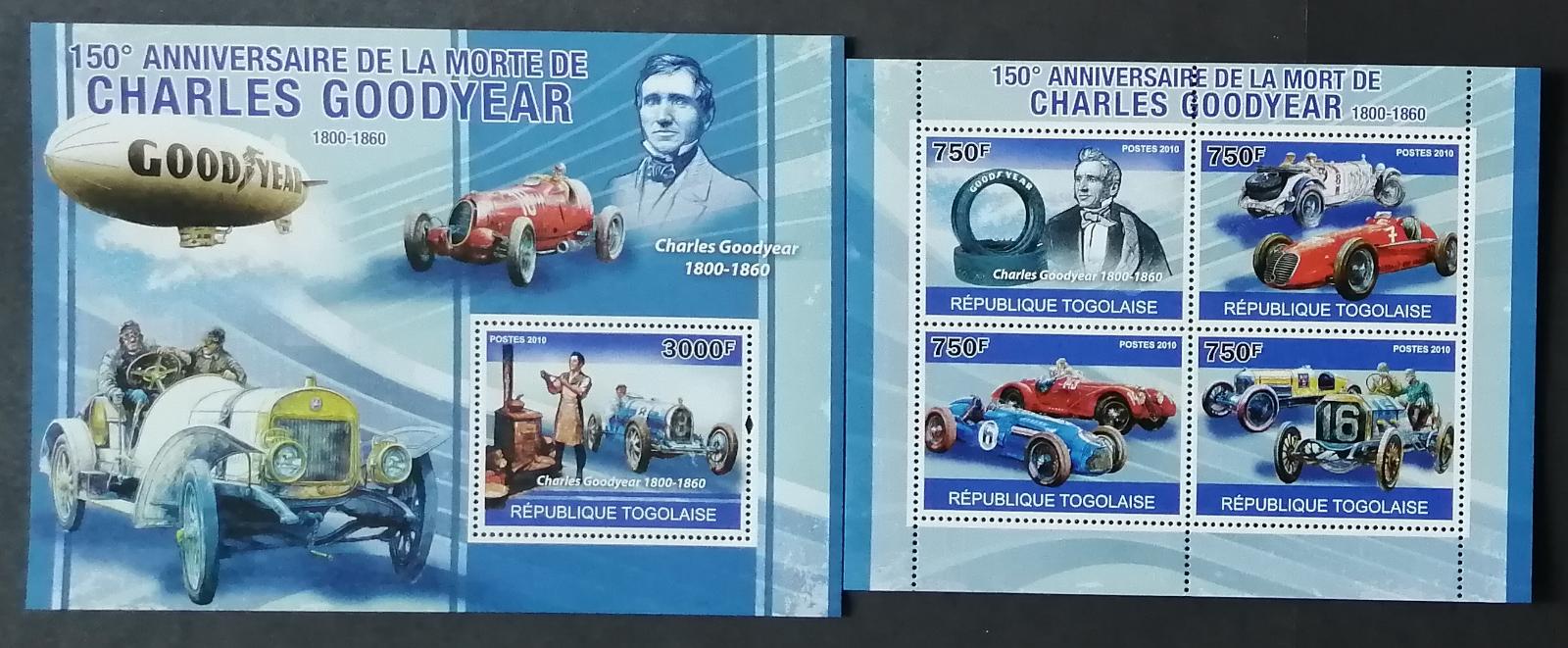 Togo 2010 24€ 150 let automobilového inženýra Goodyeara, Auta a závody