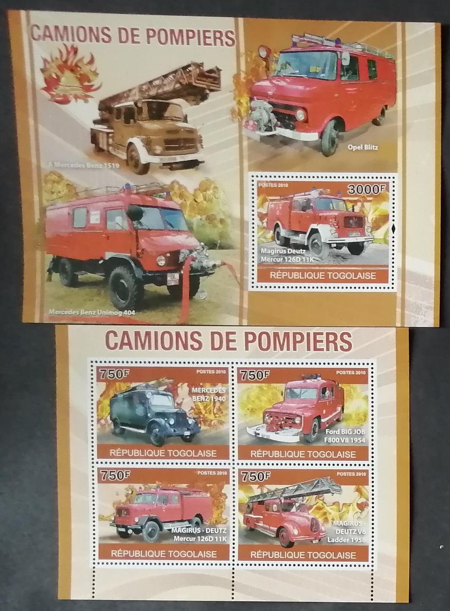 Togo 2010 24€ Auta a automobily hasičů a požárníků, Kamiony