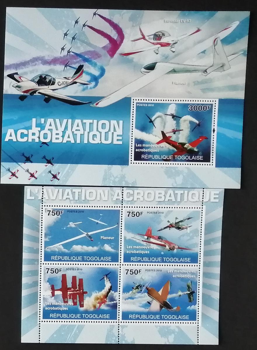 Togo 2010 24€ Letadla a letecká akrobacie, Sport a letectví