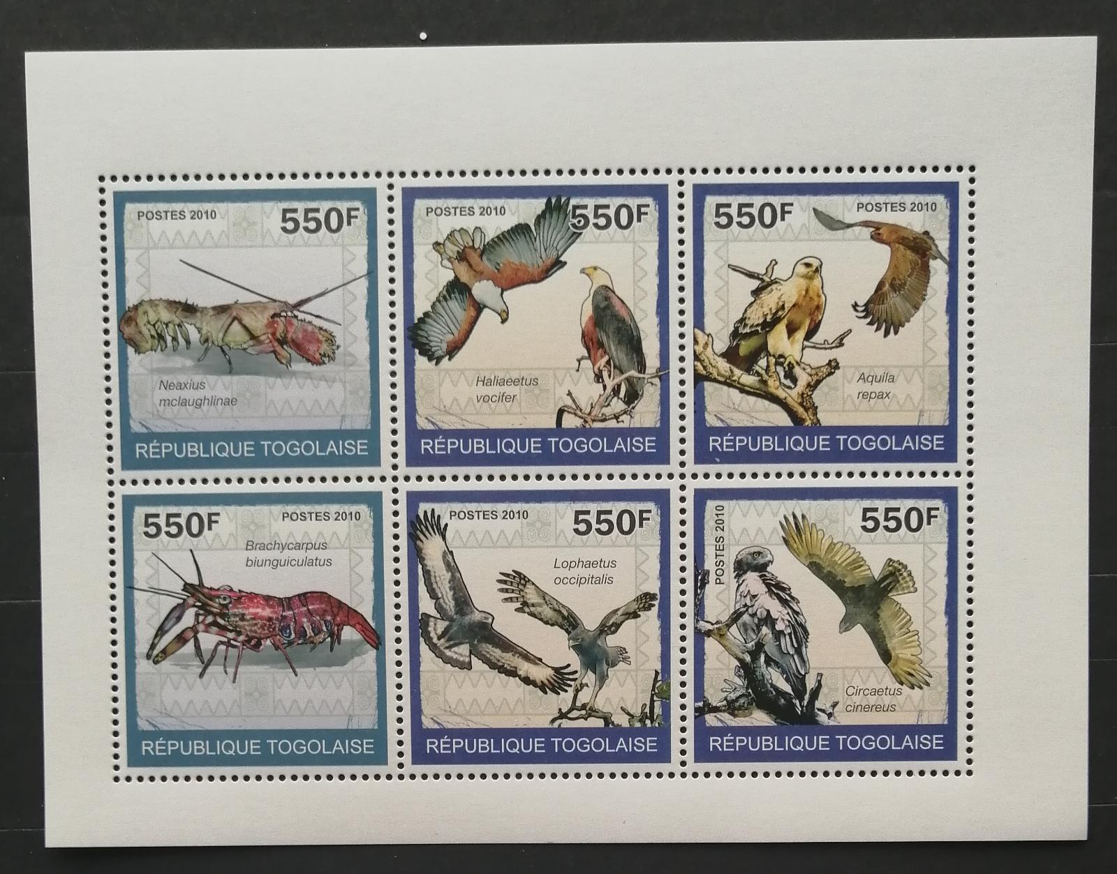Togo 2010 Mi.3439-2 8,5€ Fauna země, ptáci, orli a krabi
