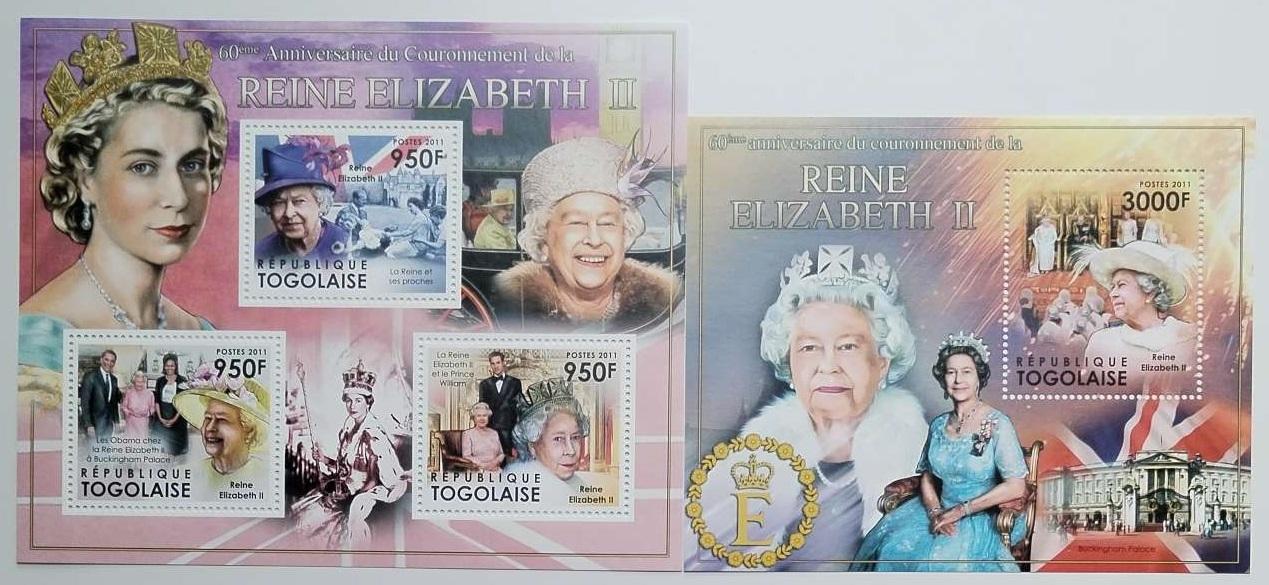 Togo 2011 22€ Královna Alžběta II. a 60 let její korunovace (2013)