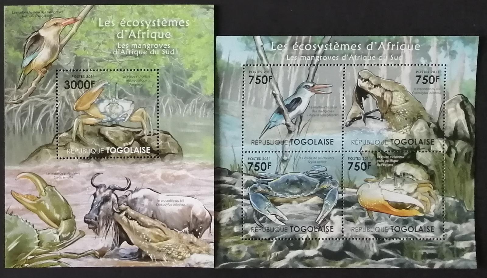 Togo 2011 24€ Africká fauna a flora jižních mokřadů, Ptáci a krabi