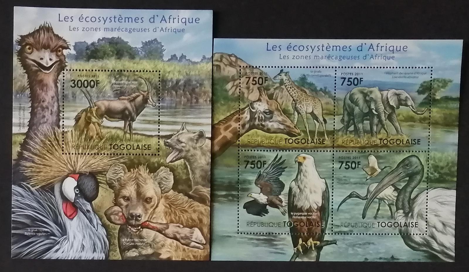Togo 2011 24€ Africká fauna a flora mokřadů, Ptáci a žirafy
