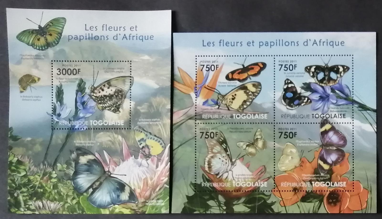 Togo 2011 24€ Africká fauna a flora, Motýli a hmyz
