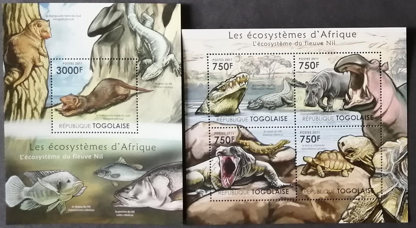 Togo 2011 24€ Africká fauna a flora povodí Nilu, Ryby a plazi