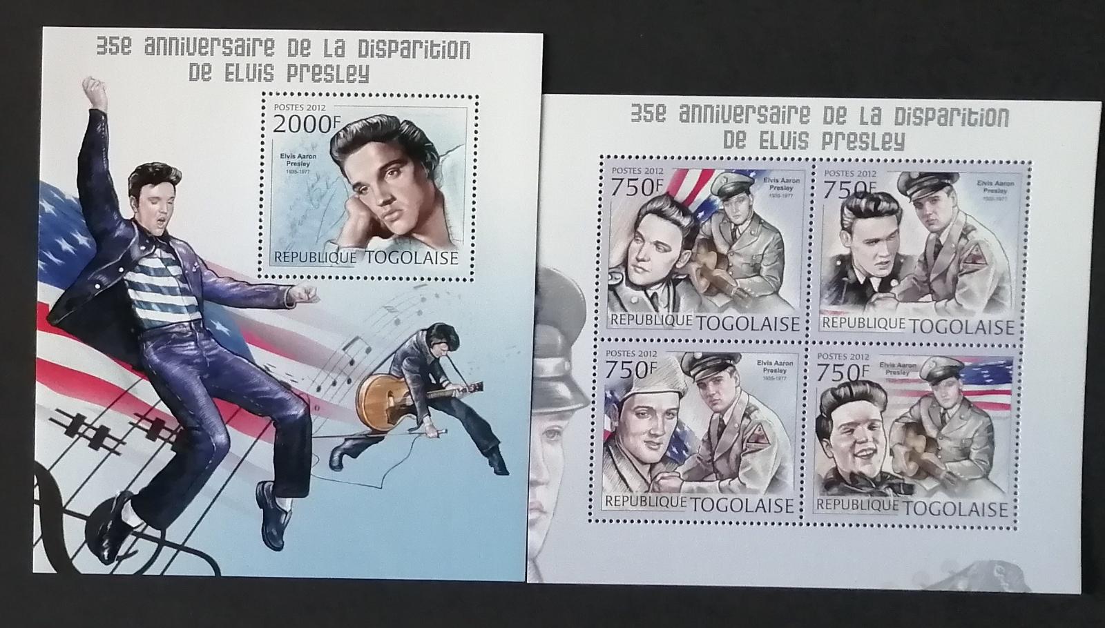 Togo 2012 20€ 35 let smrti Elvise Presleyho, zpěvák a herec