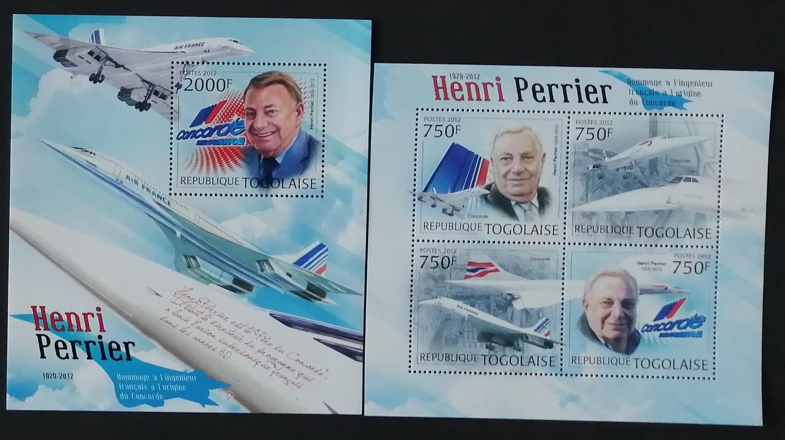 Togo 2012 20€ Smrt a pocta Henri Perrierovi, konstruktérovi Concorde