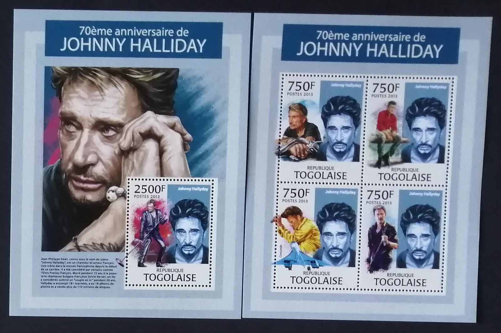 Togo 2013 22€ 70 let Johnnyho Hallydaye, zpěvák a skladatel