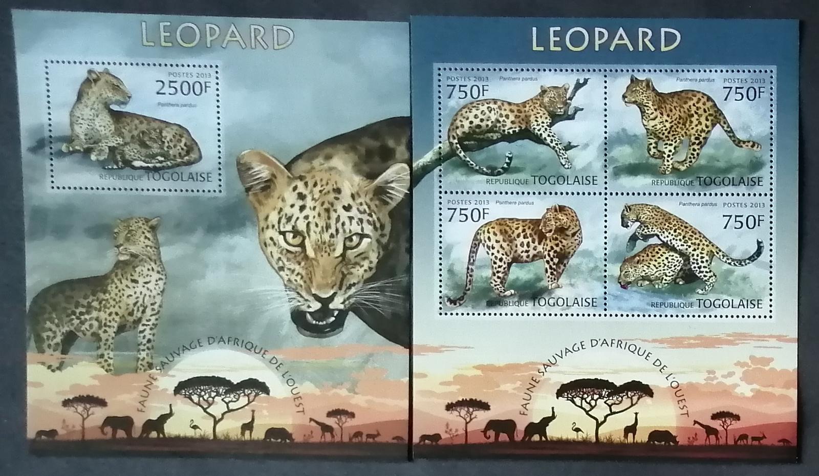 Togo 2013 22€ Africká fauna - Leopard a kočky savany