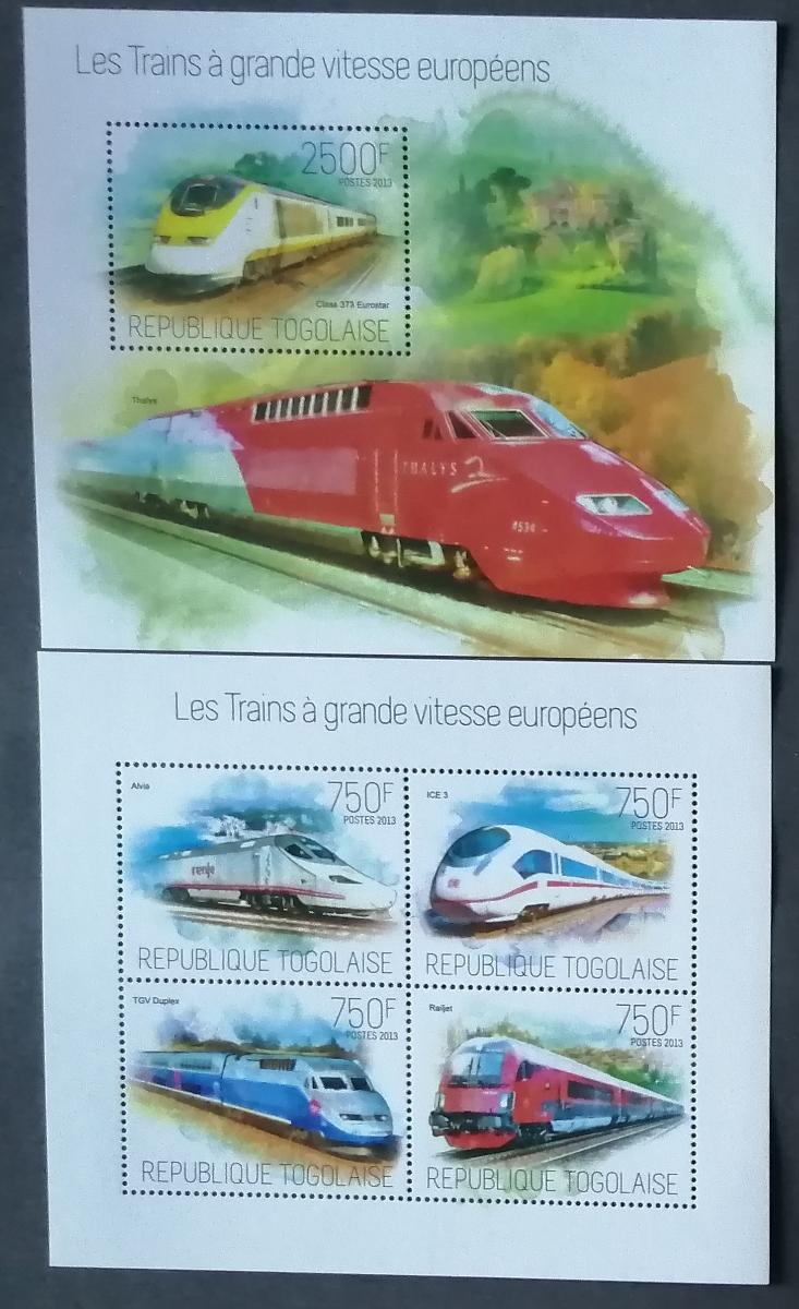 Togo 2013 22€ Evropské vysokorychlostní vlaky a lokomotivy