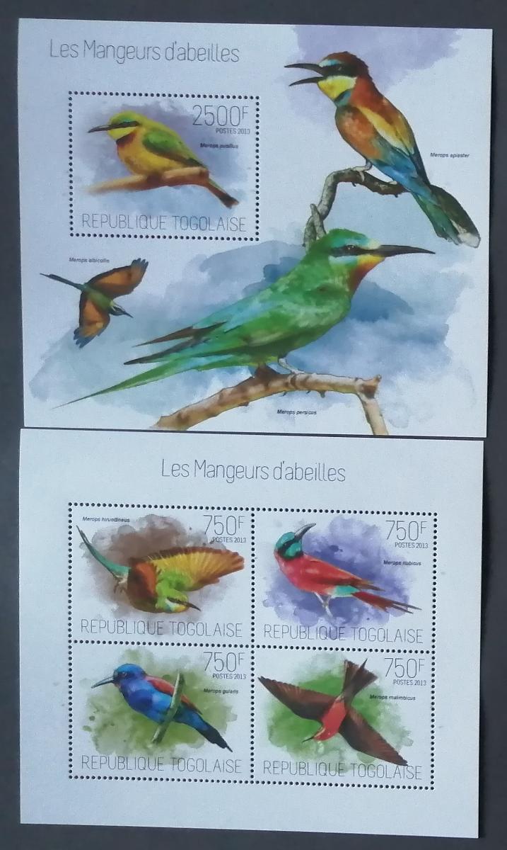 Togo 2013 22€ Medojedi, Afričtí barevní ptáci