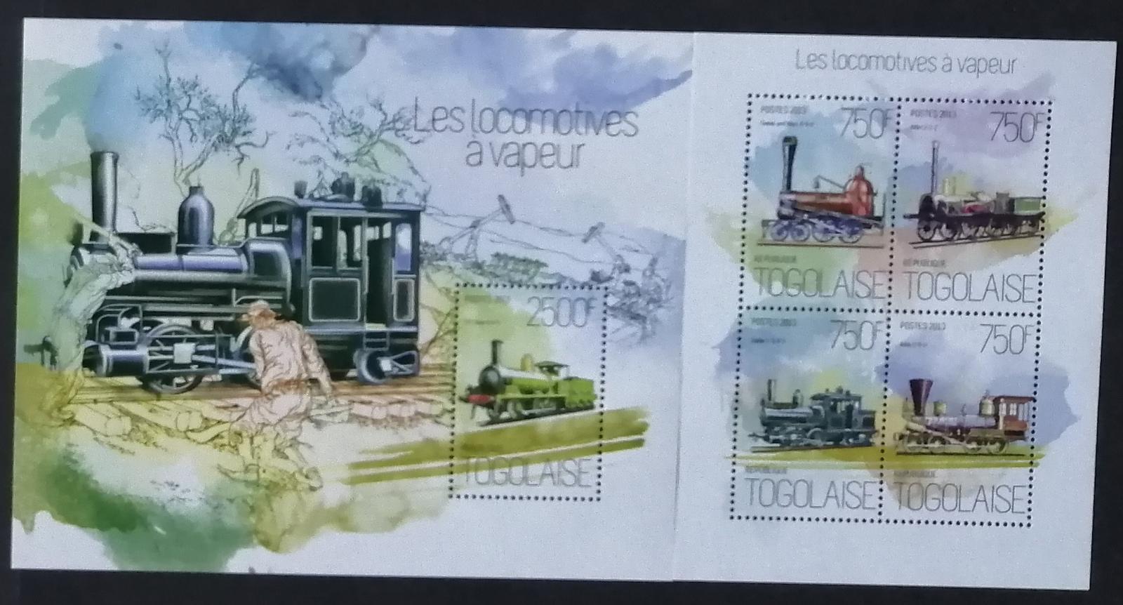 Togo 2013 22€ Parní lokomotivy historie, První vlaky, Alder, Atlas
