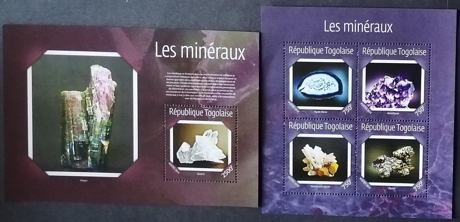 Togo 2014 22€ Minerály a nerosty, Achát a ametyst, Křemen