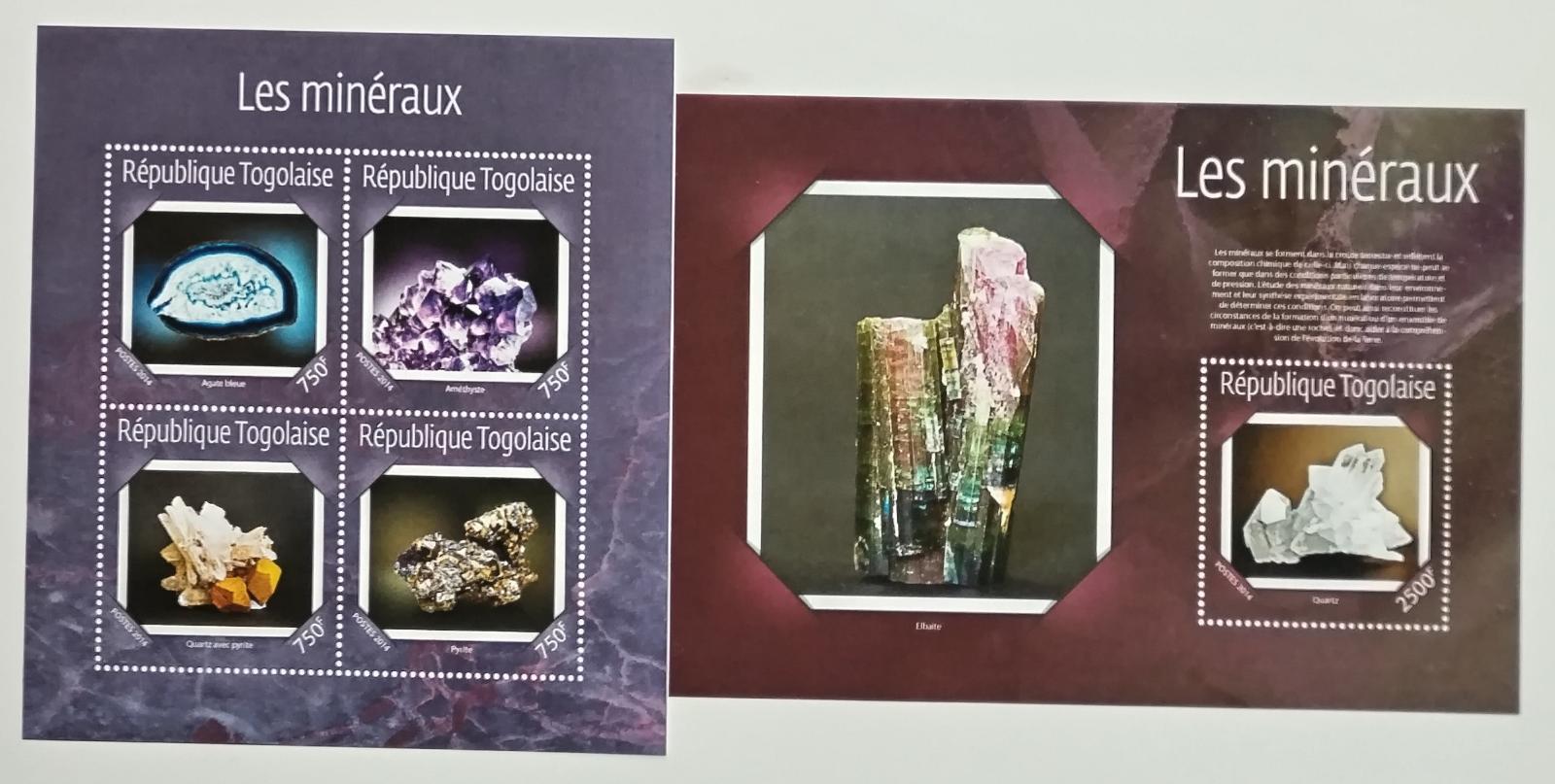 Togo 2014 22€ Minerály a nerosty, Sfalerit, Azurit, Fluorapatit