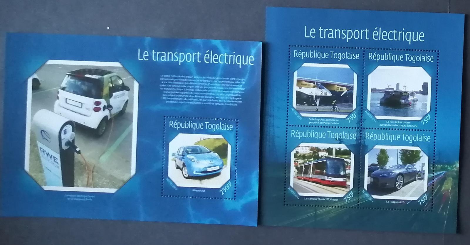 Togo 2014 22€ Vozidla na elektřinu, Ekologické prototypy auta, letadla