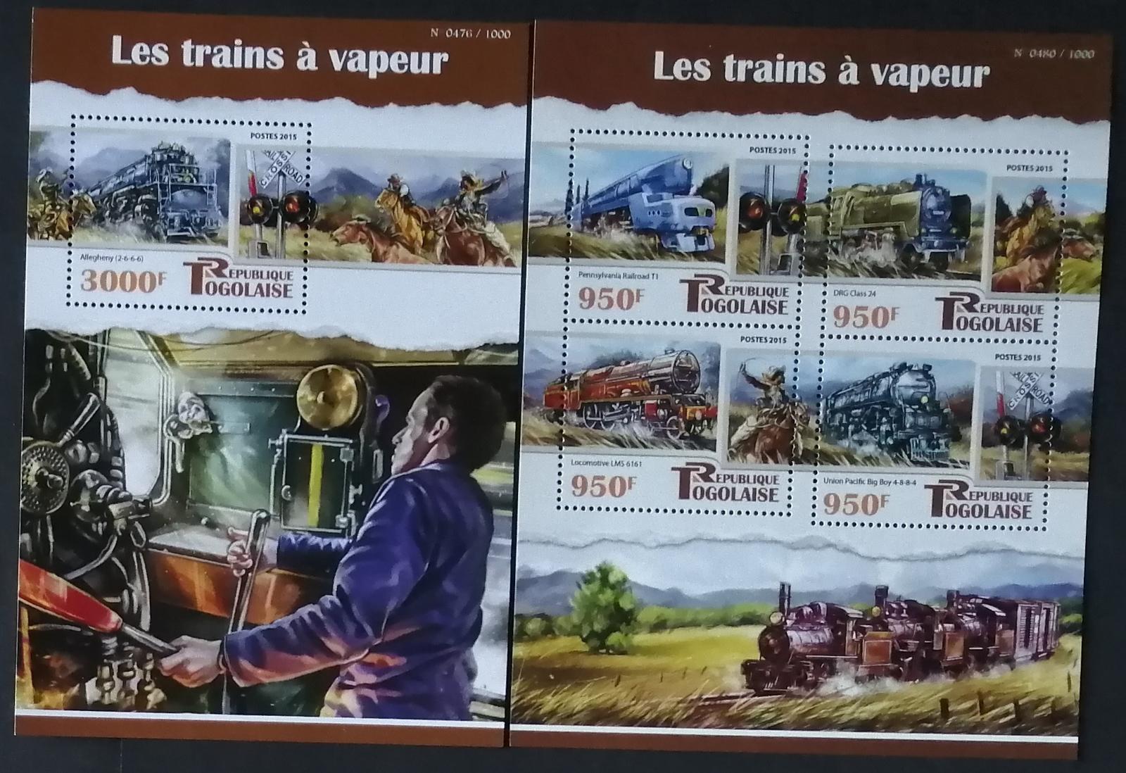 Togo 2015 27€ Parní lokomotivy a historické vlaky USA, Divoký západ