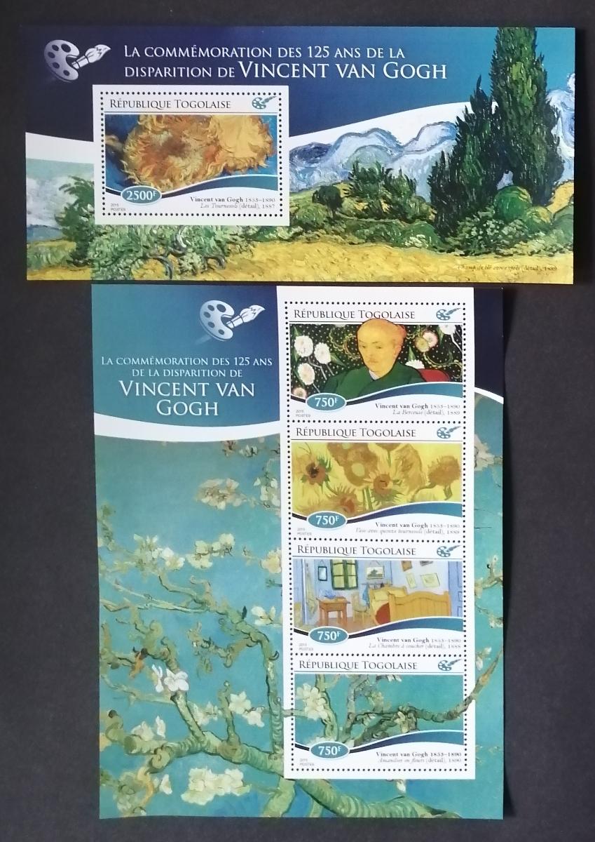 Togo 2015 Mi.6569-2+Bl.1132 22€ 125 let smrti Vincenta van Gogha