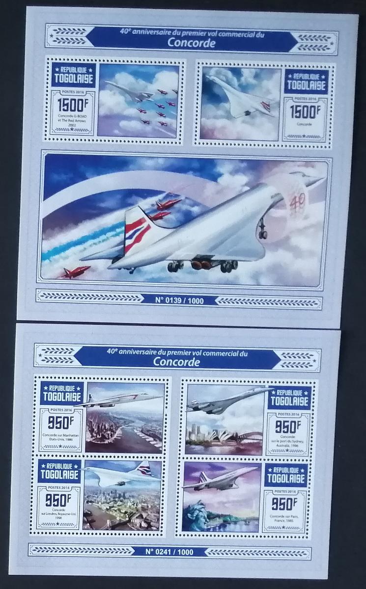 Togo 2016 27€ 40 let prvního letu nadzvukového letadla Concorde