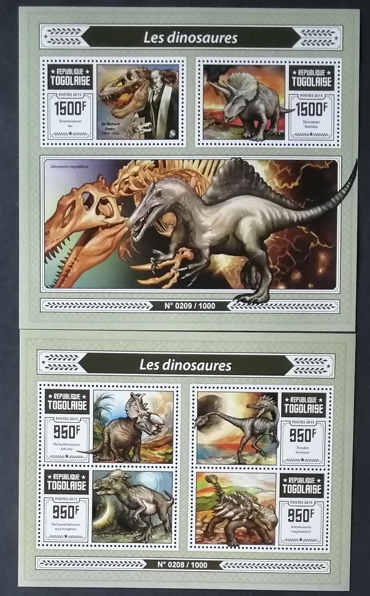Togo 2016 27€ Dinosauři a fosílie, Pravěká fauna