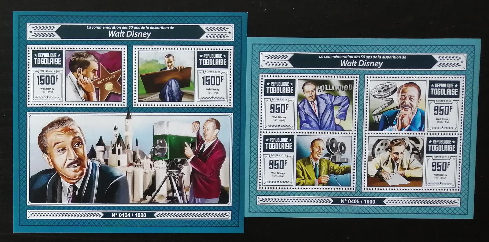 Togo 2016 Mi.7318-1+Bl.1274 27€ 50 let smrti Walta Disneyho