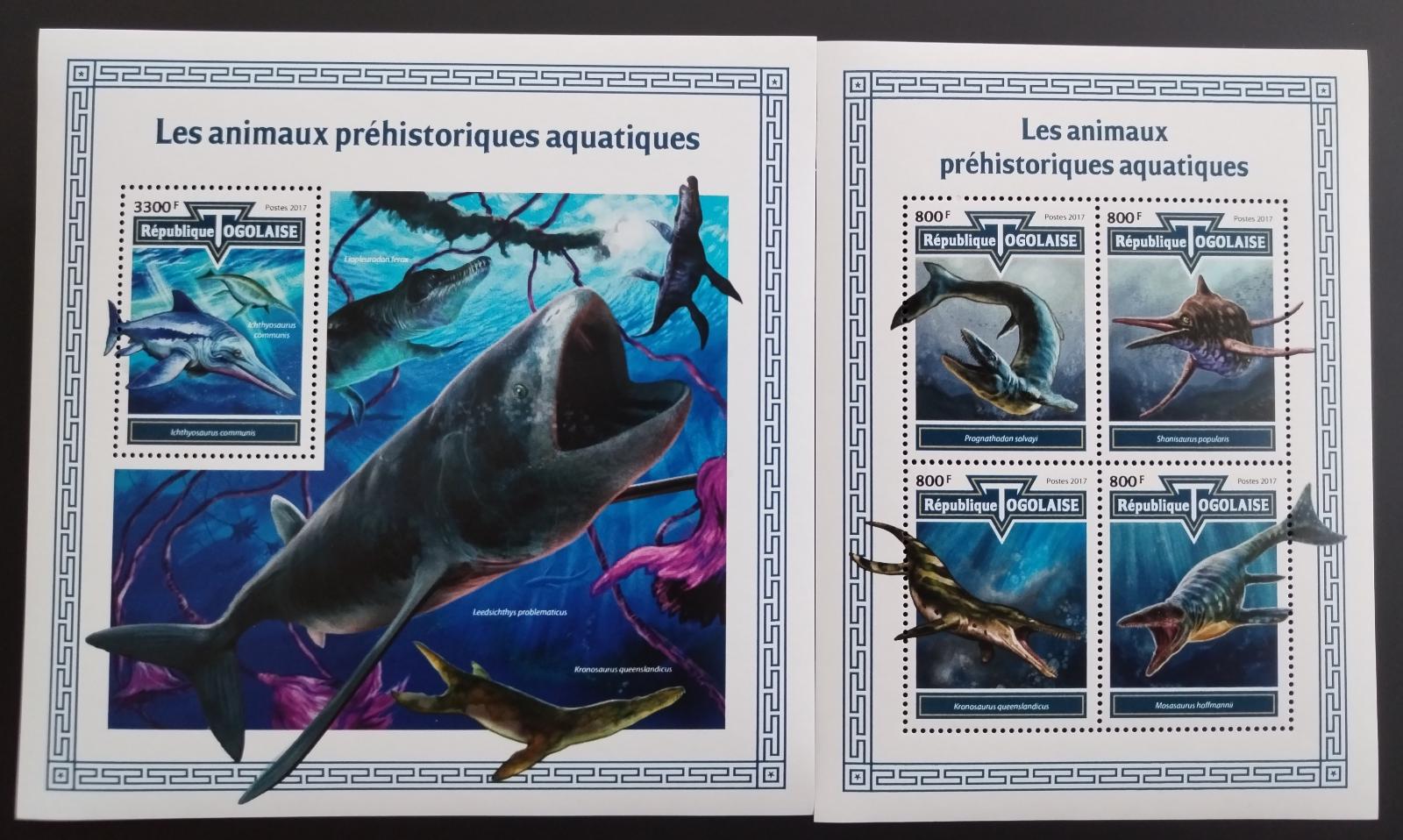 Togo 2017 Vodní dinosauři a pravěká fauna, Ryby