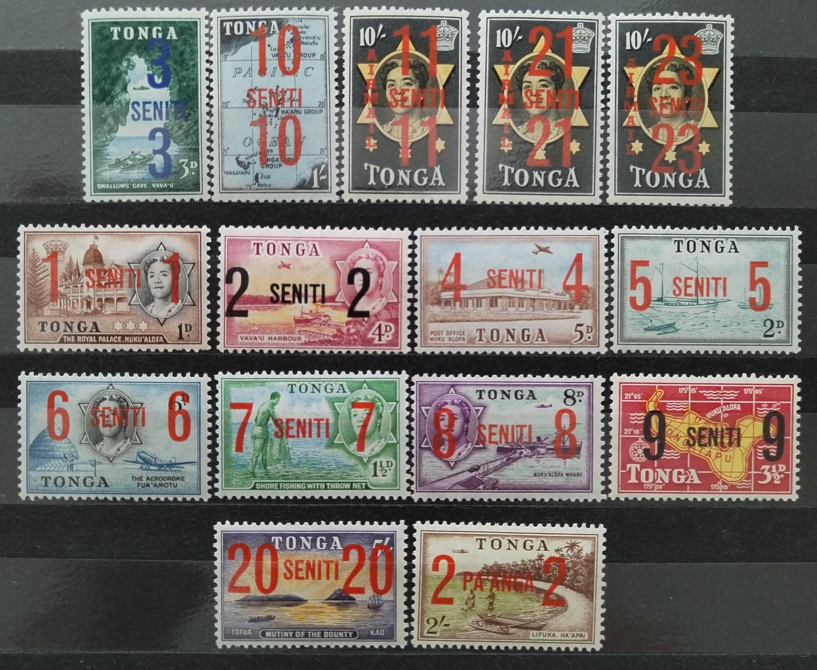 Tonga 1967 Definitiva: Přetisky nové měny