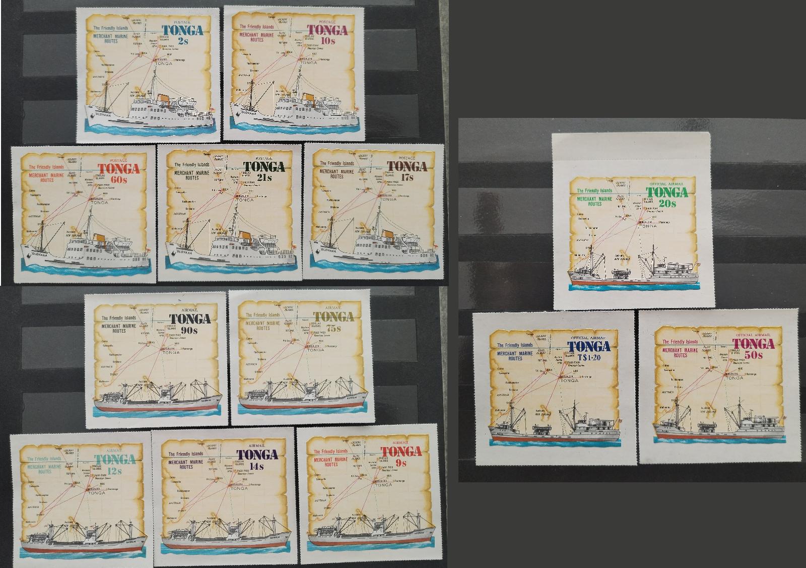 Tonga 1972 Lodě a obchodní trasy, Mapy s AIR MAIL a úředním vydáním