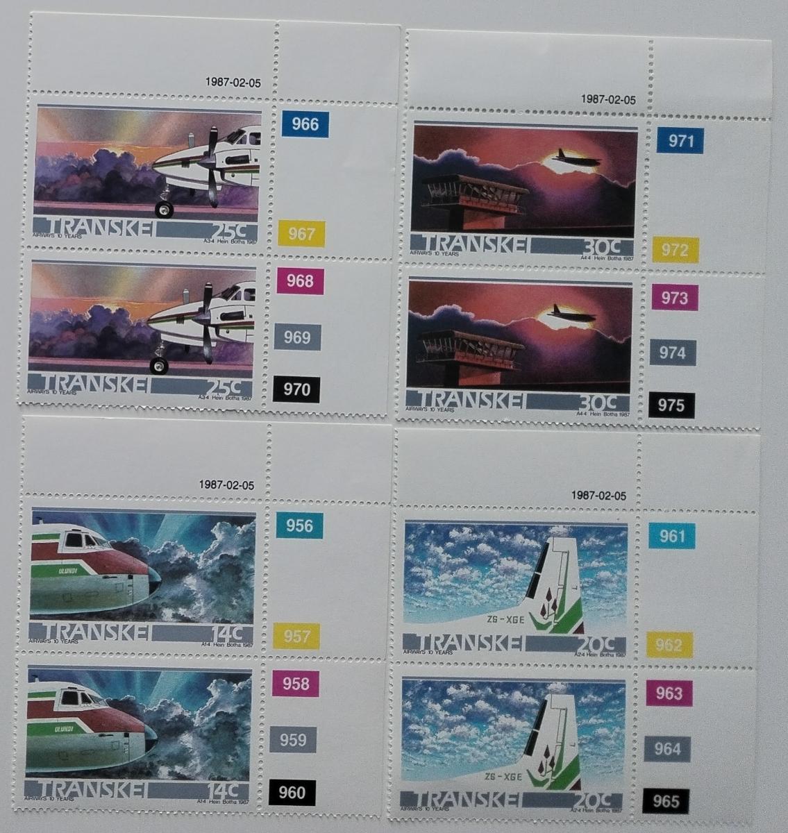 Transkei 1987 Výročí aerolinií, Letadla a doprava PÁRY