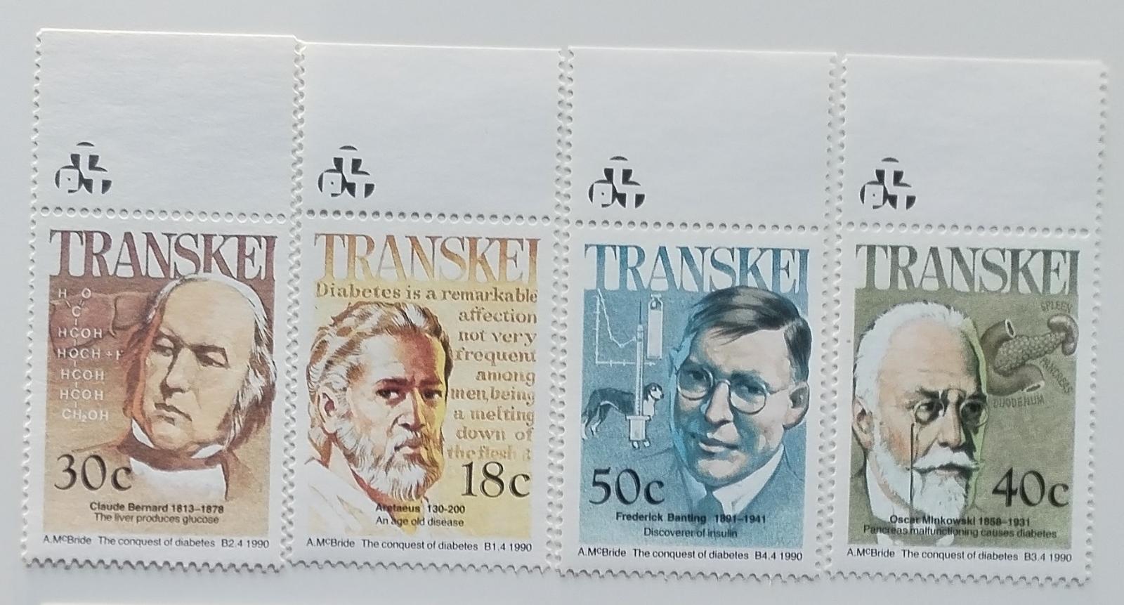 Transkei 1990 Osobnosti medicíny - Banting, Bernard a Minkowski