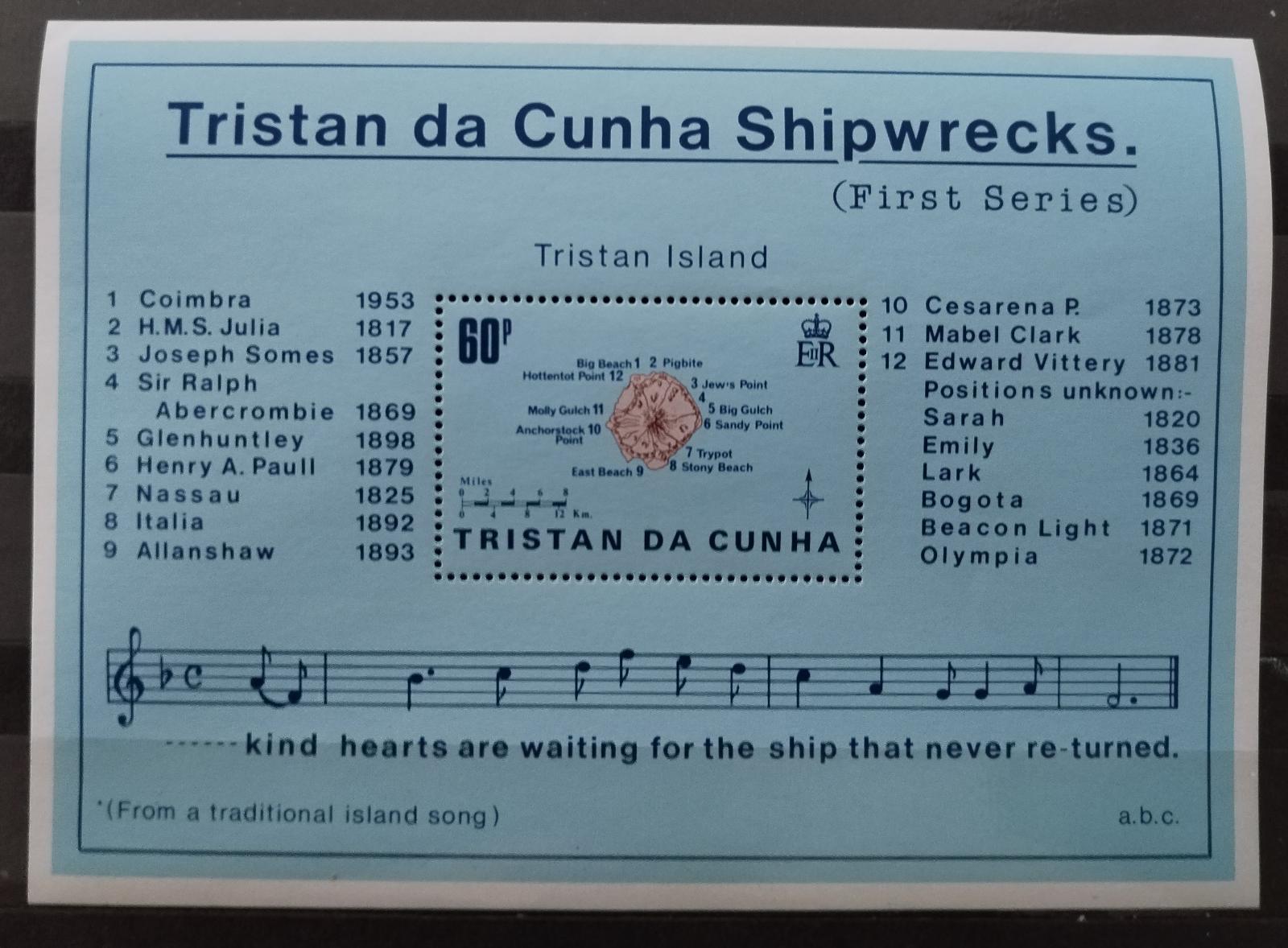 Tristan da Cunha 1985 Mapy a kartografie, Písně námořníků