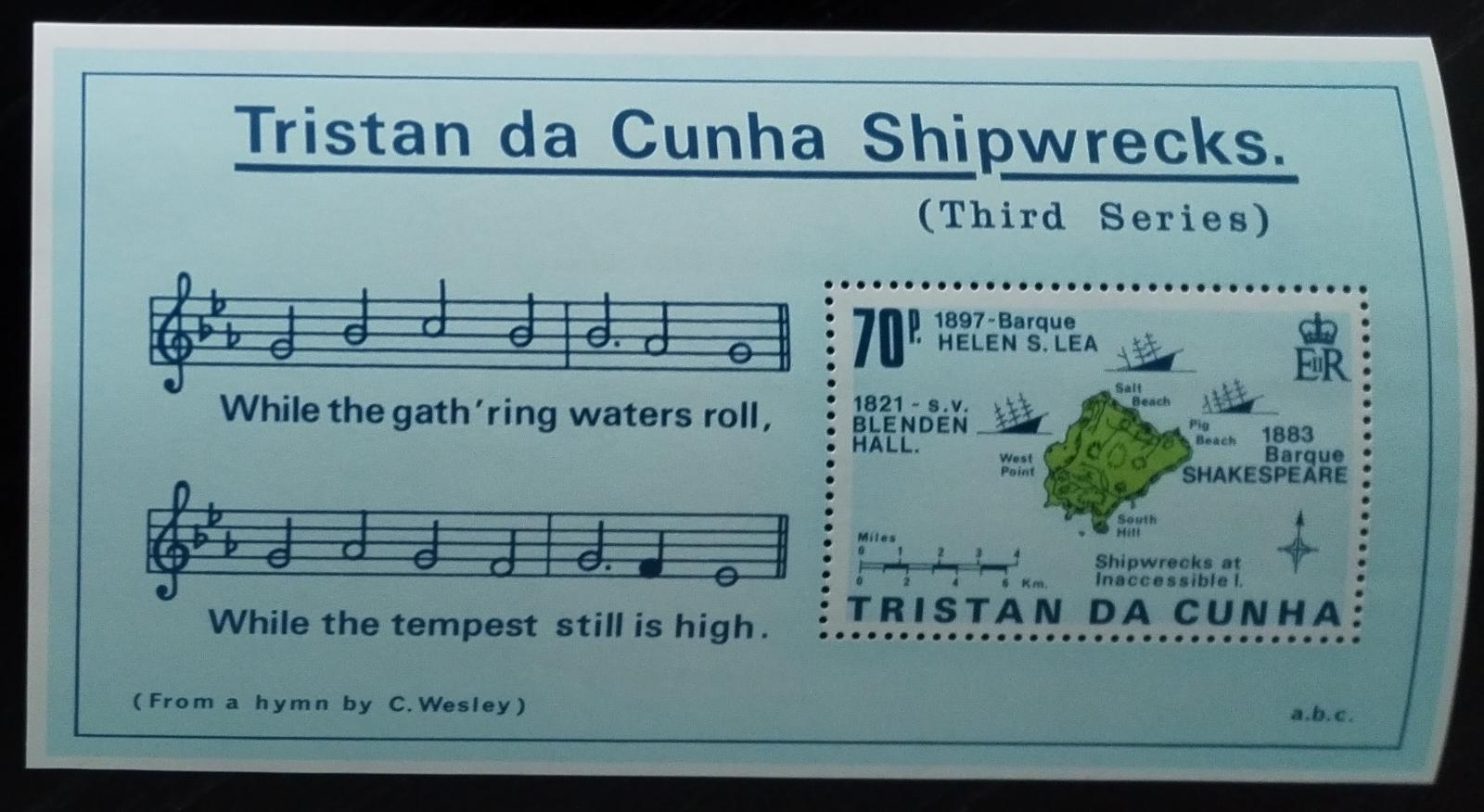 Tristan da Cunha 1987 Slavné vraky a lodě, Mapy a písně