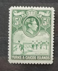 Turks & Caicos 1944 SG204a 55£ Varianta 5s - deep green POPIS