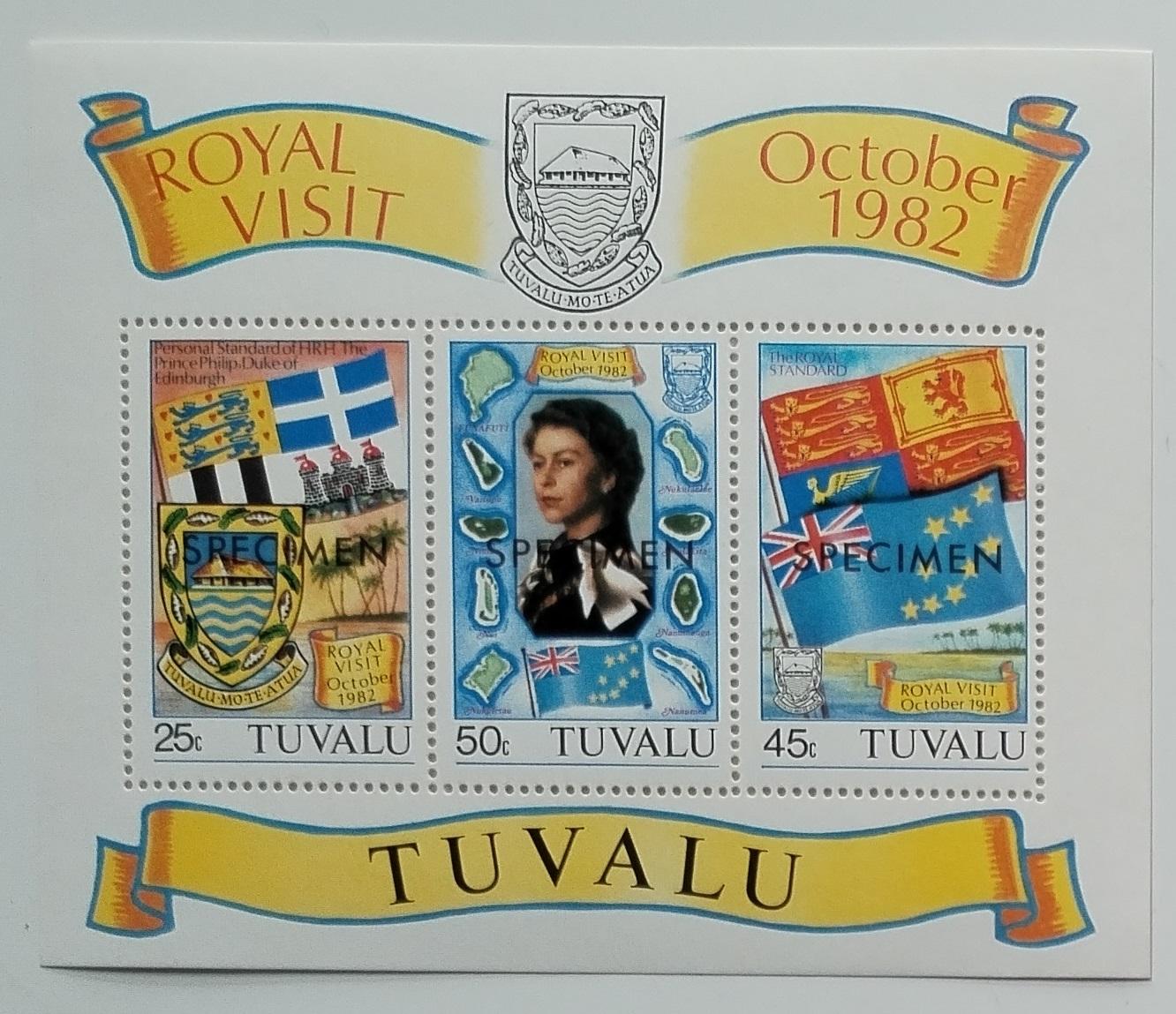 Tuvalu 1982 Bl.7 Návštěva královny na ostrovech SPECIMEN!
